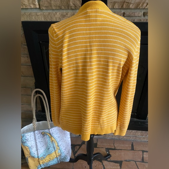 Talbots Medium petite cardigan sweater; mustard yellow and white🌻 - Picture 2 of 2